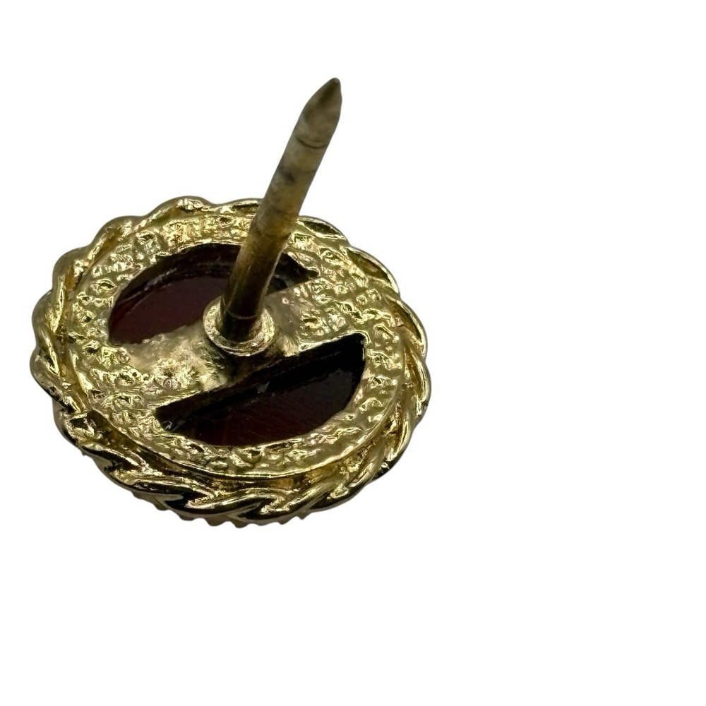 Carnelian Agate Tie Tack Vintage Pin Round W Chain Gold Tone Twisted Edges Stone - Picture 7 of 10